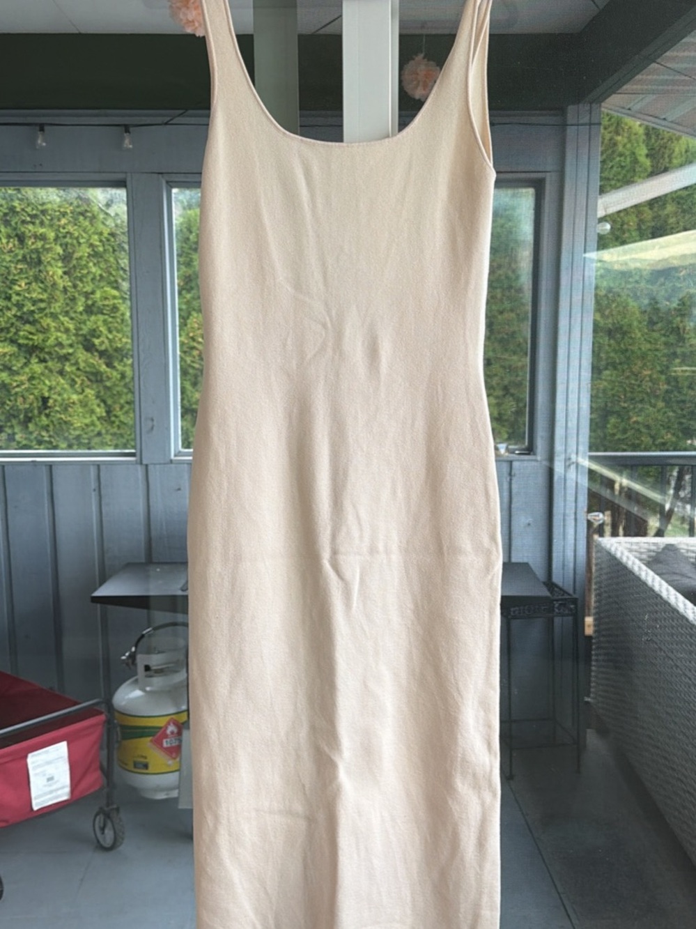 Meshki Cream Backless Scoop Maxi Dress